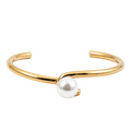 Simple pearl stainless steel cuff bracelet featuring a sleek design and elegant pearl detail, perfect for everyday wear.