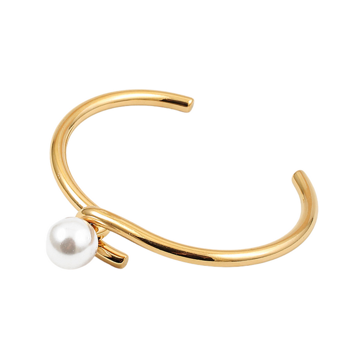 Simple pearl stainless steel cuff bracelet with elegant design and smooth finish, perfect for everyday wear.