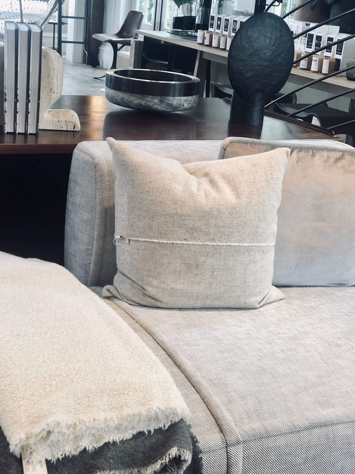 Teixidors Sisteron Grey Off White Pillow by Teixidors Textiles New Pillows and Throws 20” x 20” / Off-White / Merino Wool
