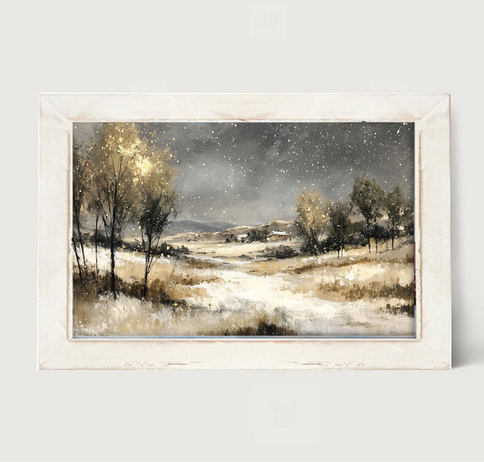 Snow Falling on a Field - Framed Art
