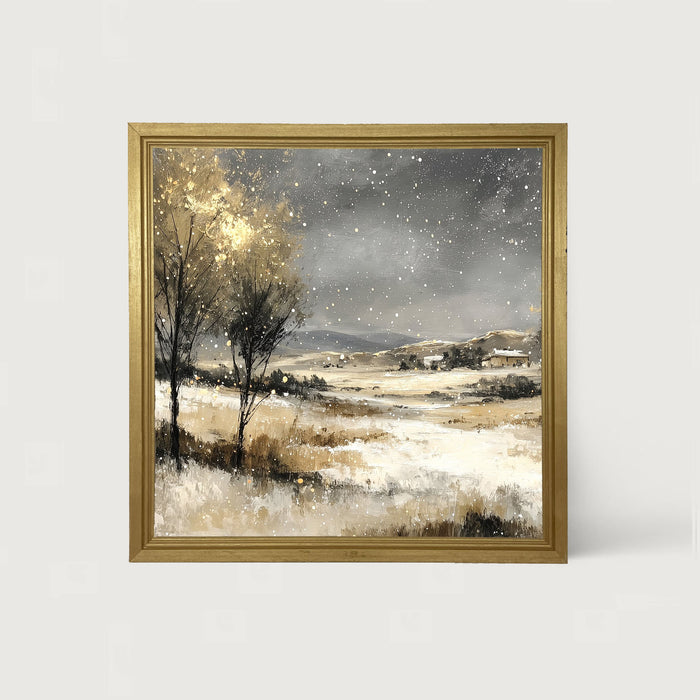 Snow Falling on a Field - Framed Art