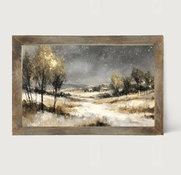 Snow Falling on a Field - Framed Art