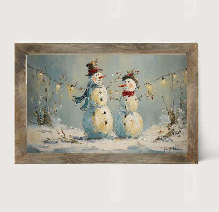 Snowman Couple - Framed Art