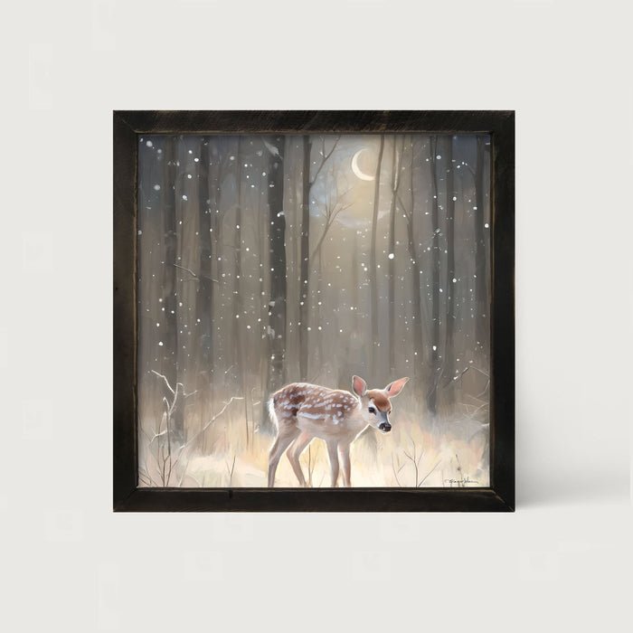 Snowy Deer - Framed art