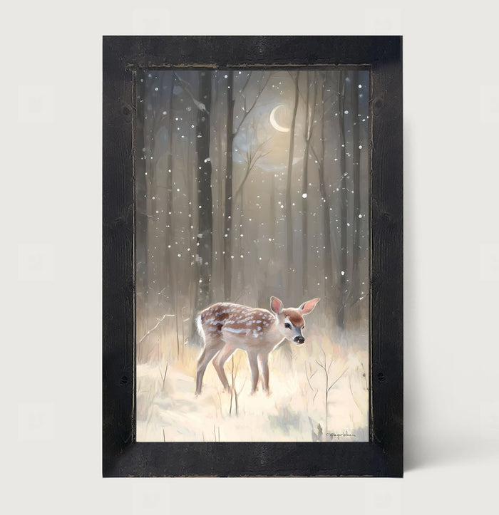 Snowy Deer - Framed art