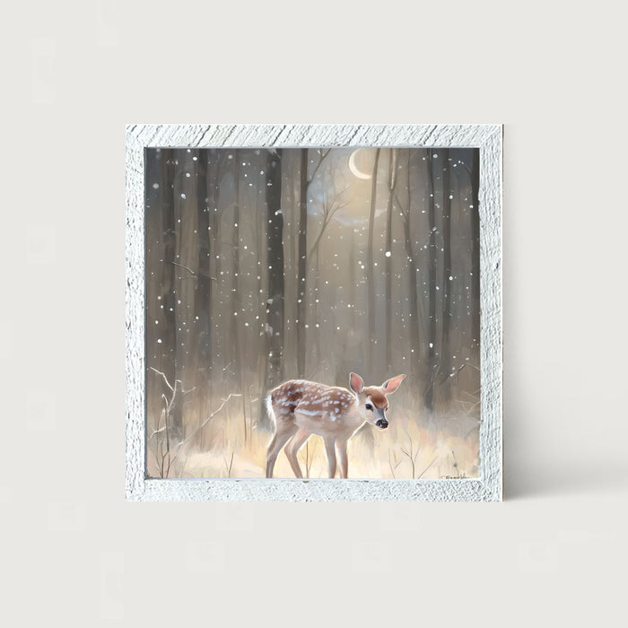 Snowy Deer - Framed art