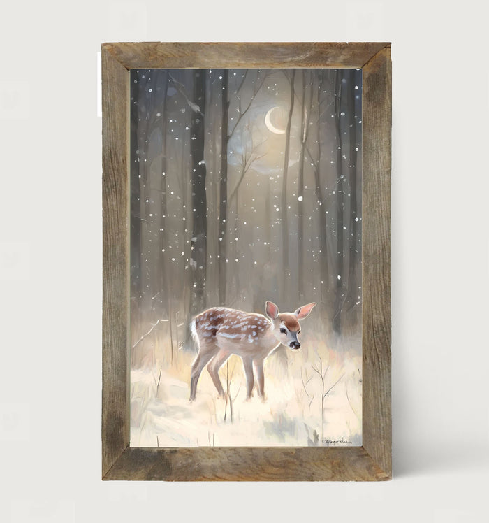 Snowy Deer - Framed art