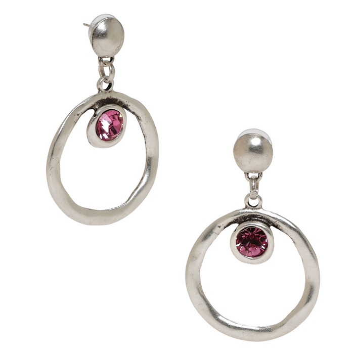 Chanour Solara Pink Drop Earrings featuring elegant teardrop design with vibrant pink color and gold-tone accents.