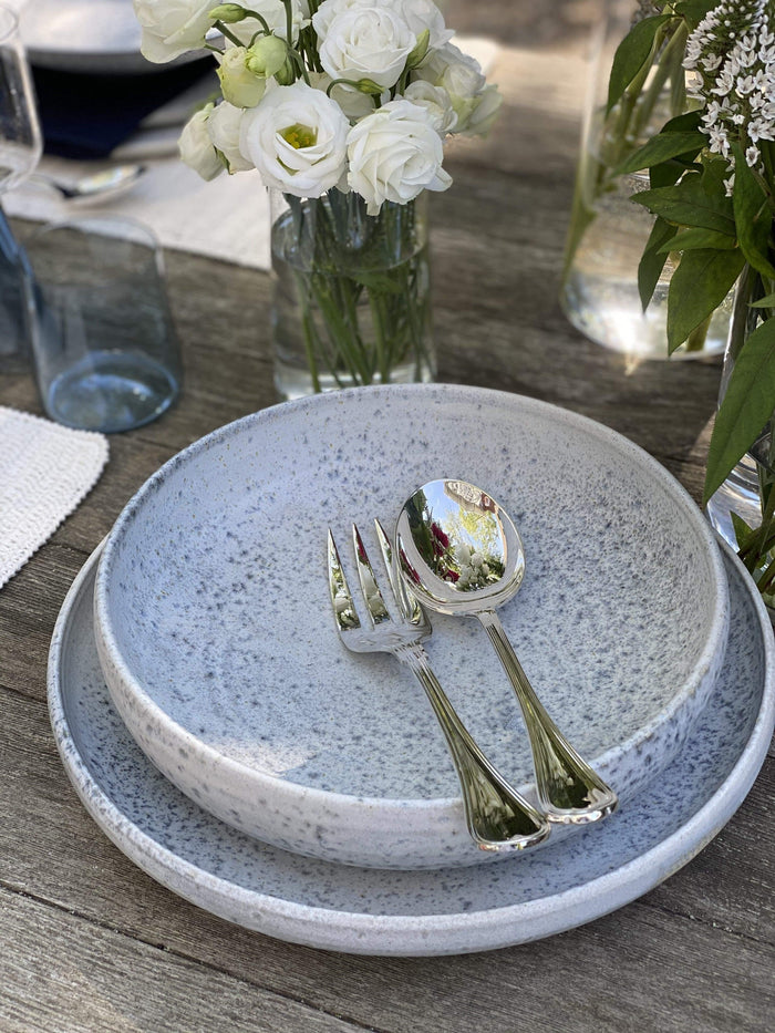 Christofle Spatours Cream Soup Spoon in Silver Plate by Christofle Tabletop New Cutlery Spoon / Silver / Steel