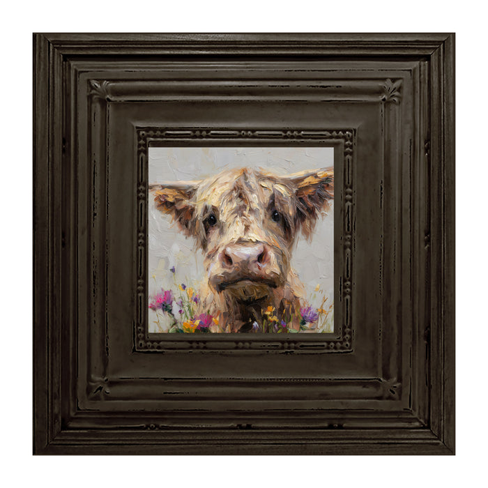 Spring Season Highland Cow with Flowers