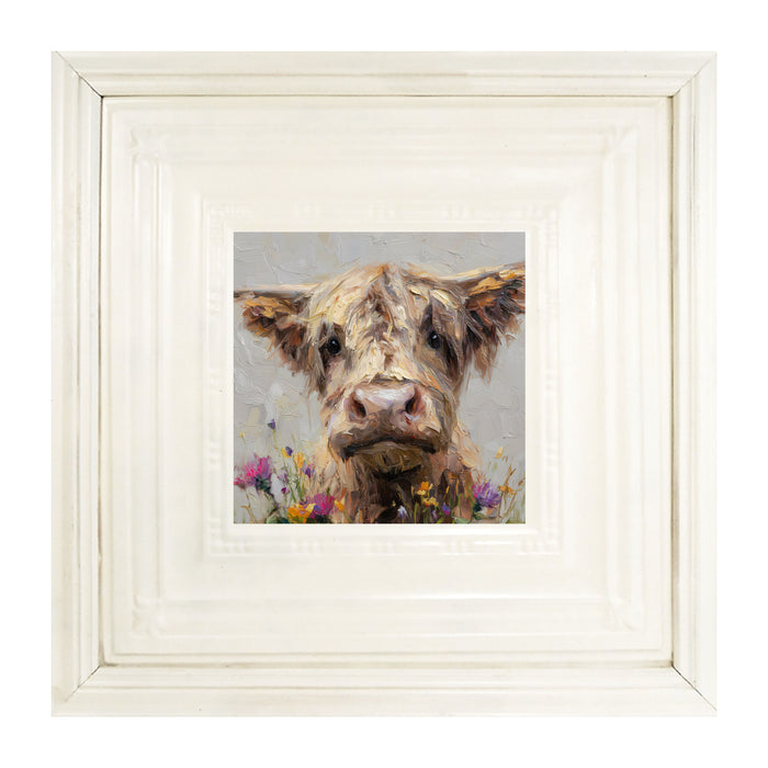 Spring Season Highland Cow with Flowers