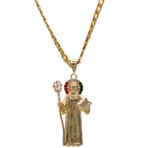 St Benedict Pendant with Necklace (24K Gold Filled)
