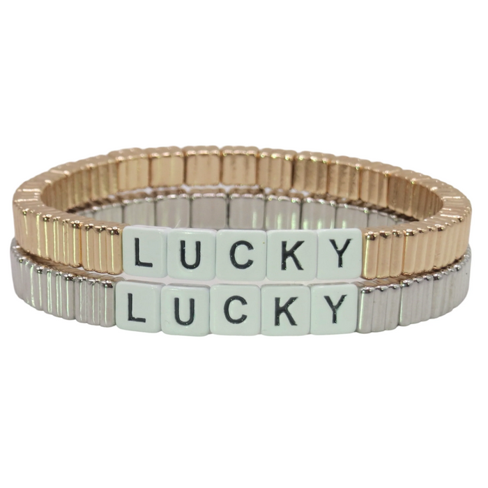 Stackable Lucky Thin Line Bracelet by la lumiere ny, featuring delicate design and shimmering accents for stylish layering.