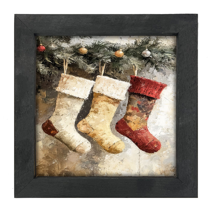 Stockings with Ornaments - Framed art