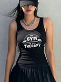 "The Gym Is My Therapy" Ribbed Knit Tank Top | Sleeveless Vest