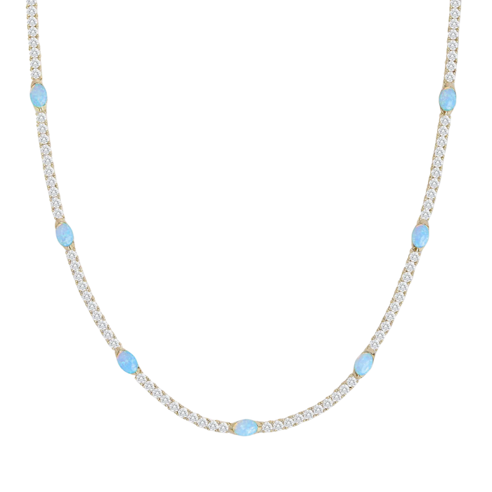 Melinda Maria Maven Tennis Necklace 3mm in silver with a 16-inch length, featuring a classic, elegant chain design.