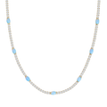 Melinda Maria Maven Tennis Necklace 3mm in silver with a 16-inch length, featuring a classic, elegant chain design.