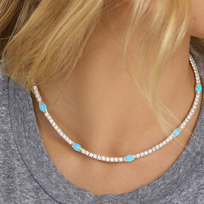 Melinda Maria Maven Tennis Necklace 3mm with diamond accents, 16-inch length, featuring a sleek, elegant design.