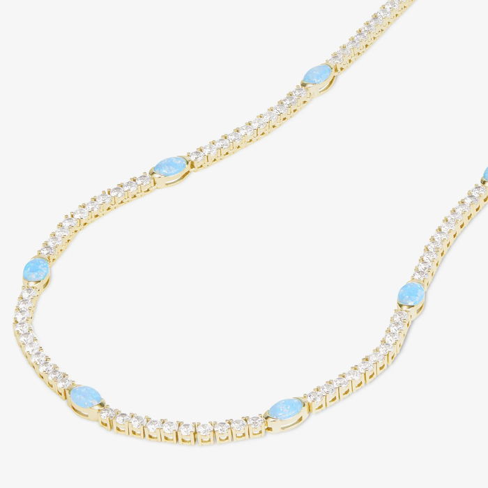 Melinda Maria Maven Tennis Necklace 3mm in 16-inch length, featuring a sleek chain with sparkling tennis-style design.