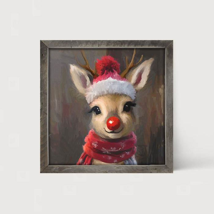 The red nosed reindeer in winter - Framed Art