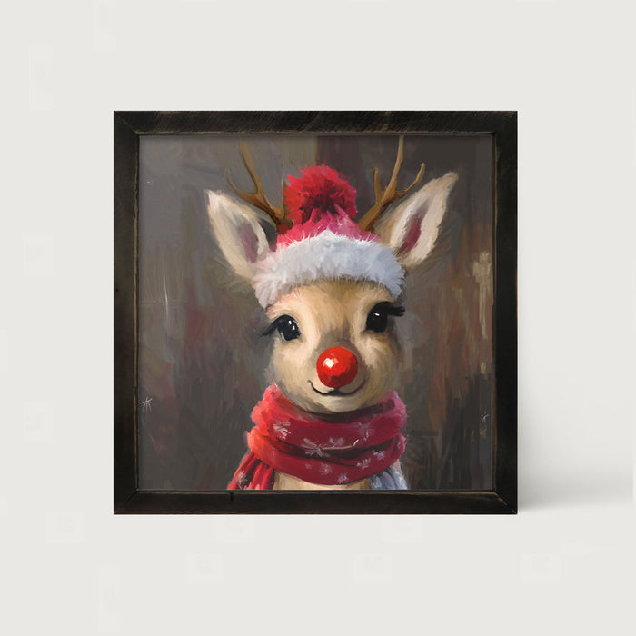 The red nosed reindeer in winter - Framed Art