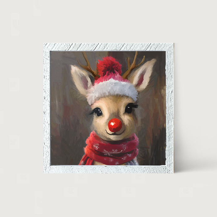 The red nosed reindeer in winter - Framed Art