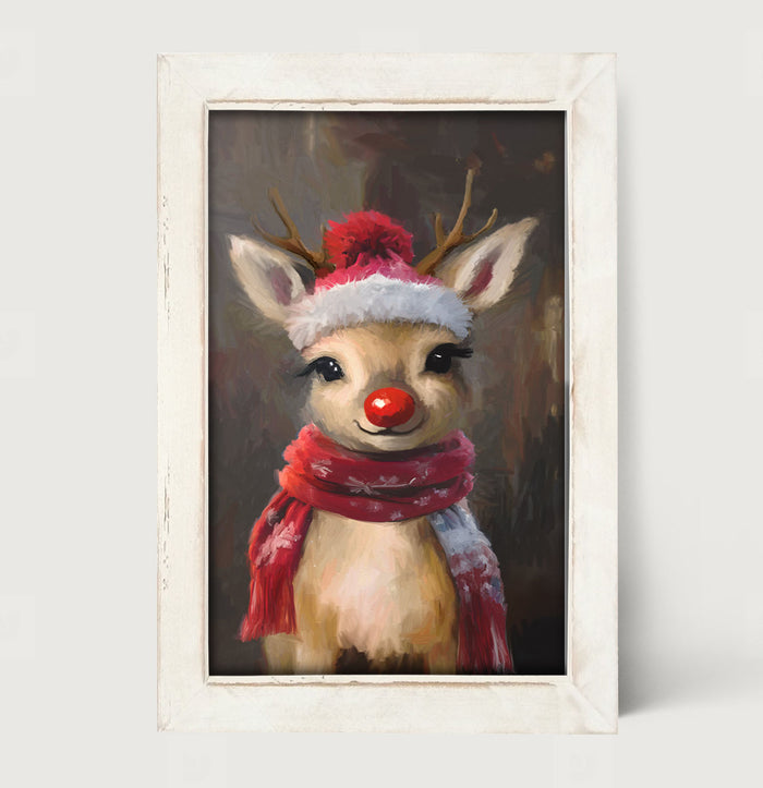 The red nosed reindeer in winter - Framed Art