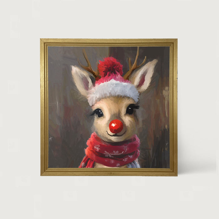 The red nosed reindeer in winter - Framed Art