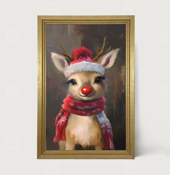 The red nosed reindeer in winter