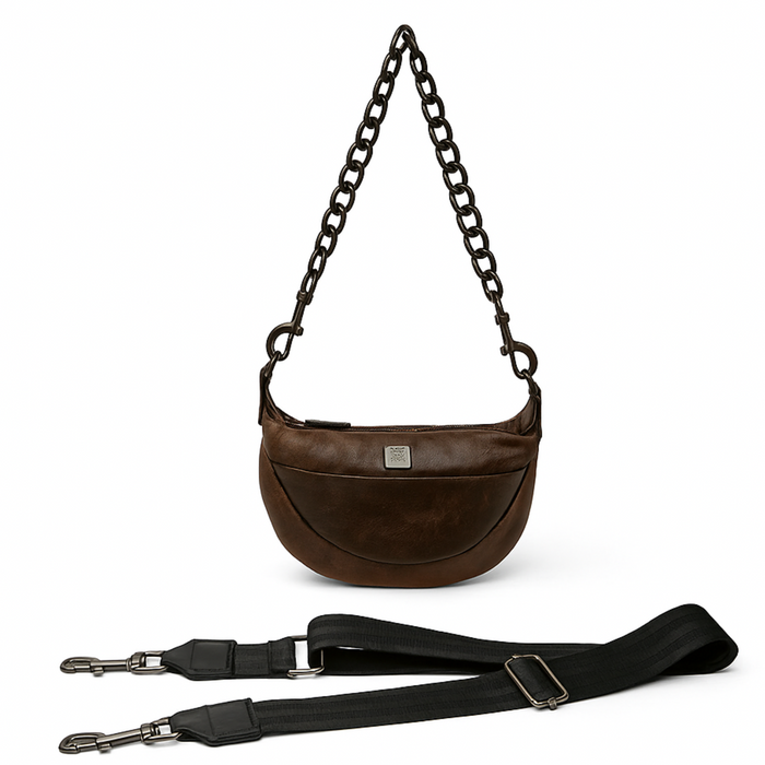 Think Royln Tiny Dancer crossbody bag in a vibrant cherry wine color with a stylish design.