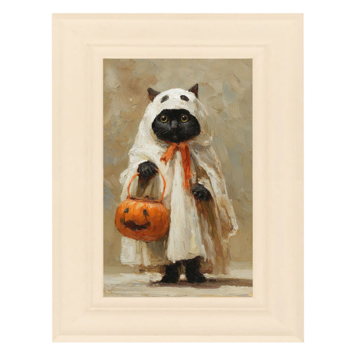 Trick or Treating Pets - Cat as a Ghost