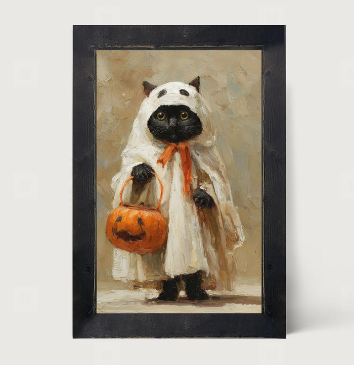 Trick or Treating Pets - Cat as a Ghost