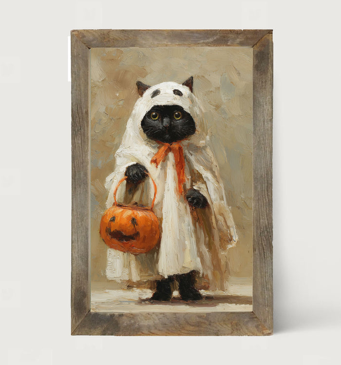 Trick or Treating Pets - Cat as a Ghost