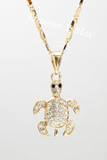 Turtle Pendant with Necklace (24K Gold Filled) - Tortuga Medalla Cadena Oro Laminado