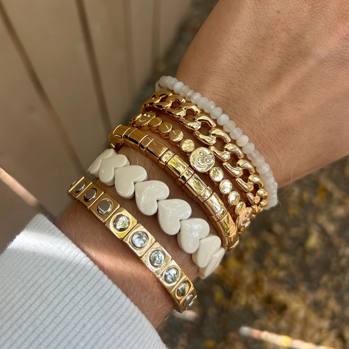 Two toned stud full circle bracelet from La Lumiere NY featuring a sleek, modern design with stud accents.