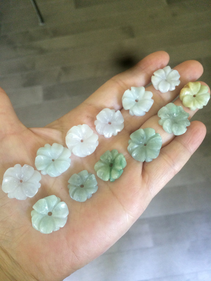Type A 100Natural light green/purple/white jadeite Jade flower Pendant necklace WP-5