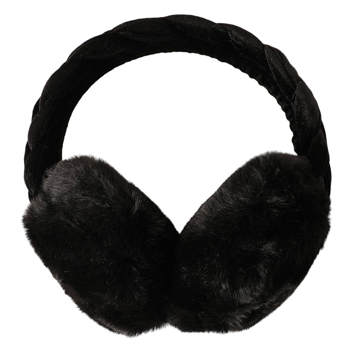 Velvet braided faux fur fuzzy earmuffs in a cozy design, perfect for winter warmth and style.