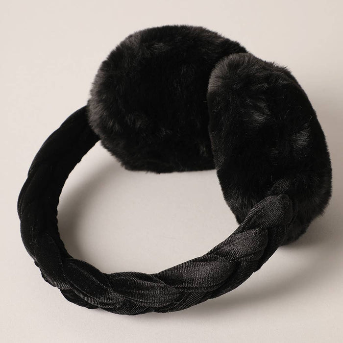Soft velvet braided faux fur fuzzy earmuffs in a stylish design, perfect for keeping ears warm during winter.