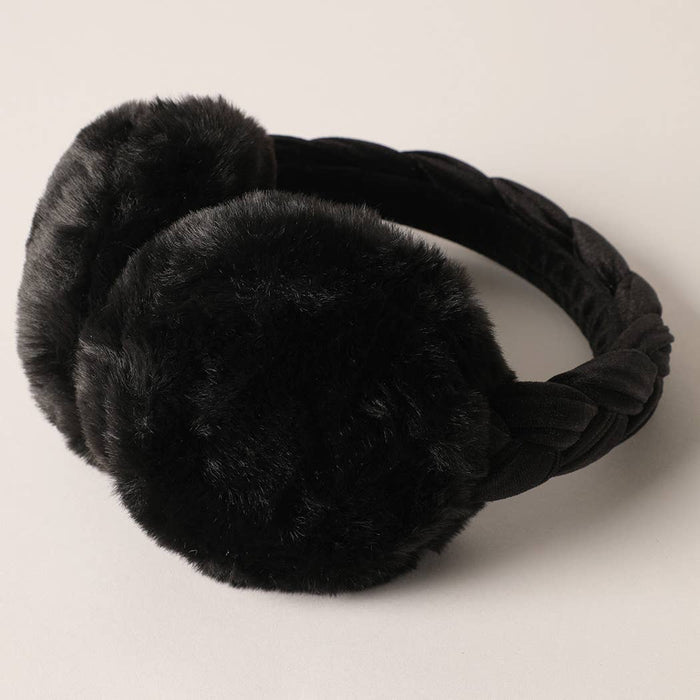 Velvet braided faux fur fuzzy earmuffs in soft shades, perfect for keeping ears warm during cold weather.