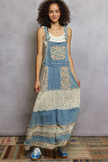 Vintage Washed Front Pocket Floral Contrast Dress
