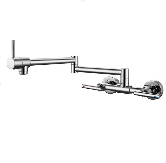 Wall Mounted Three Handle Double Joints Free Rotating Kitchen Sink Faucet