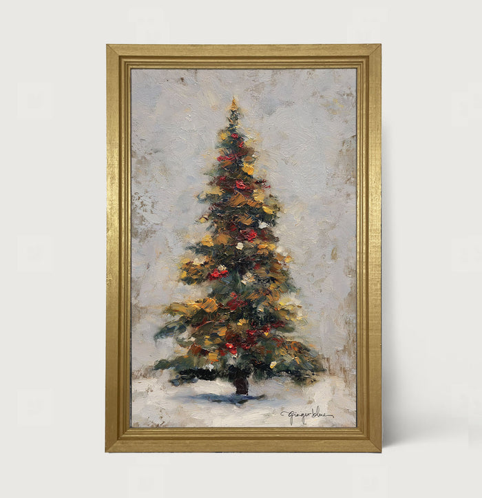White Background Christmas Tree - Framed Art