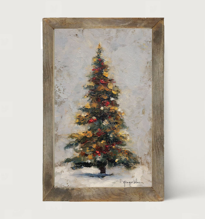 White Background Christmas Tree - Framed Art
