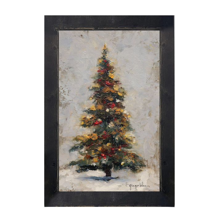 White Background Christmas Tree - Framed Art