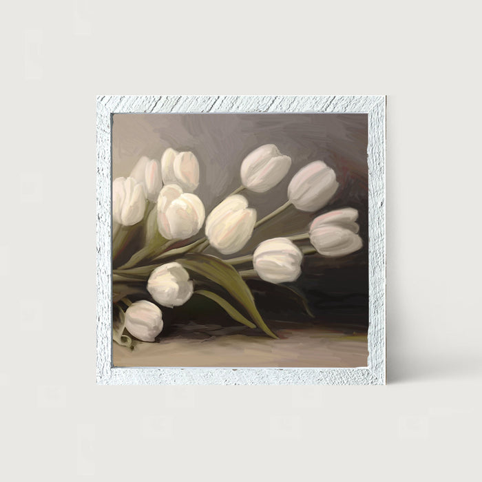 White Tulips - Framed art