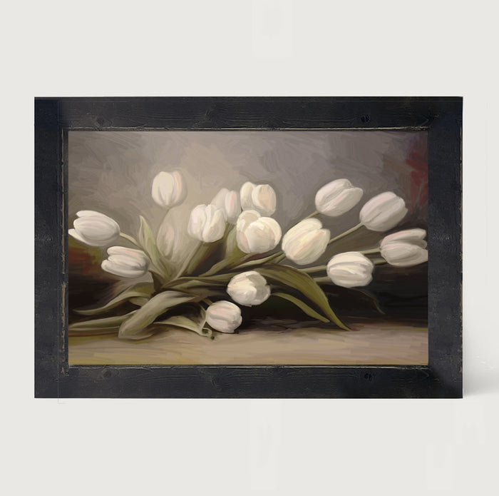 White Tulips - Framed art