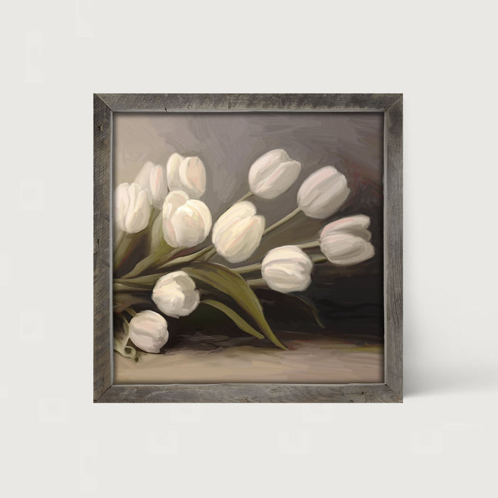 White Tulips - Framed art