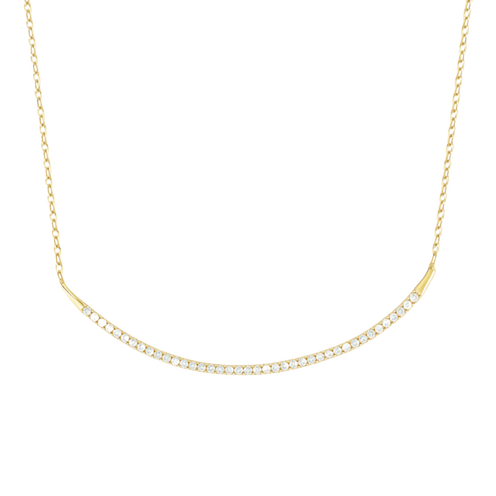Sterling Silver 925 Wishbone CZ Necklace by Private Label Jewelry, featuring a delicate wishbone design with sparkling accents.