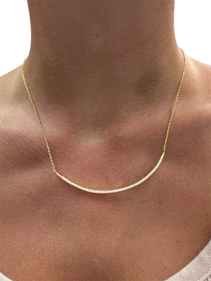 Sterling Silver 925 Wishbone CZ Necklace by Private Label Jewelry, featuring a delicate wishbone design with sparkling crystals.