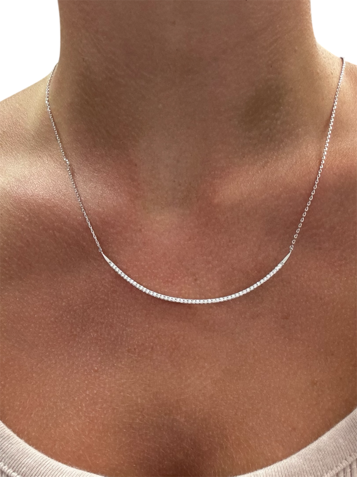 Sterling Silver 925 Wishbone CZ Necklace by Private Label Jewelry, featuring a delicate wishbone design adorned with sparkling zirconia.
